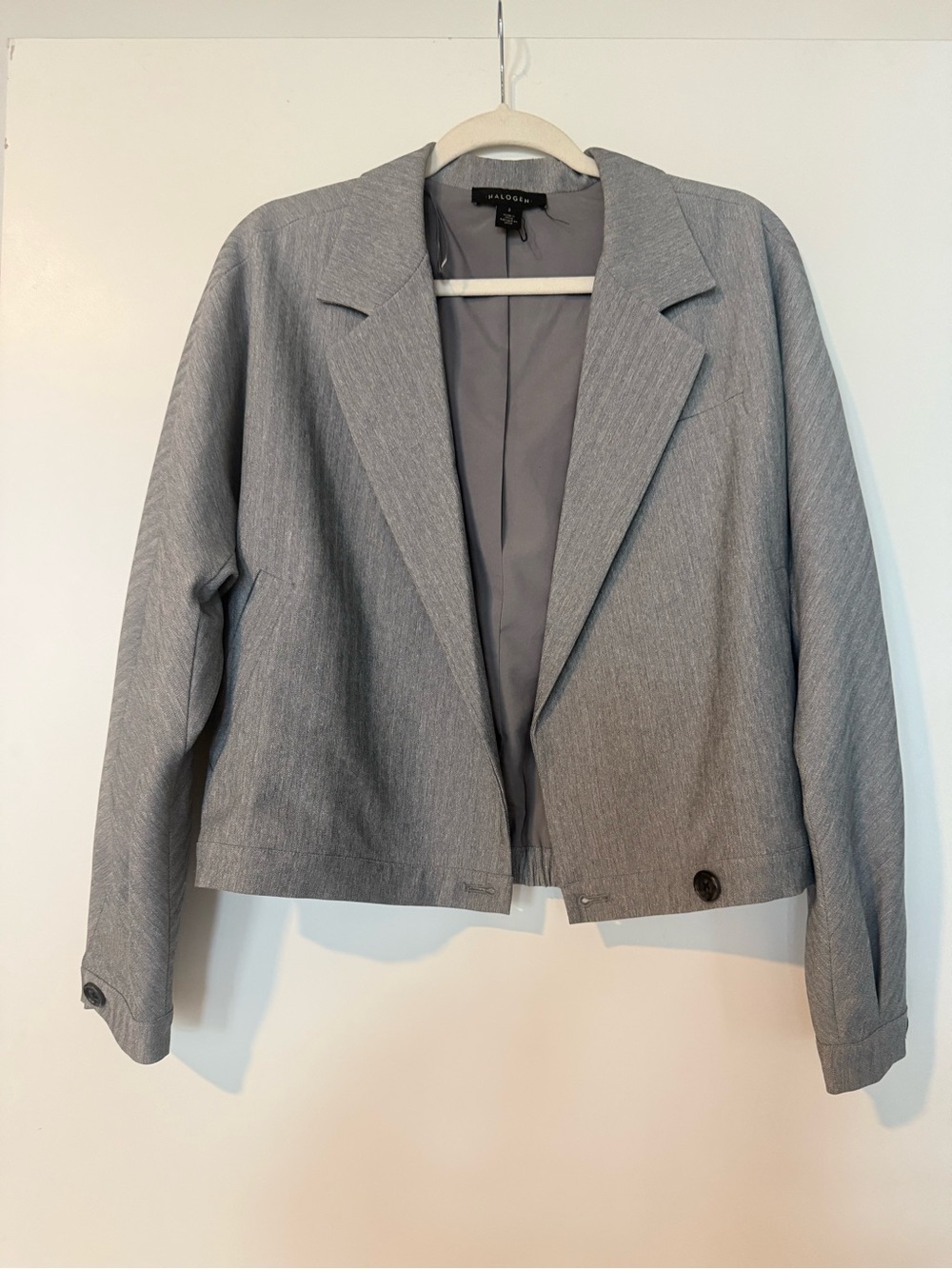 Halogen Light Gray Cropped Blazer Jacket